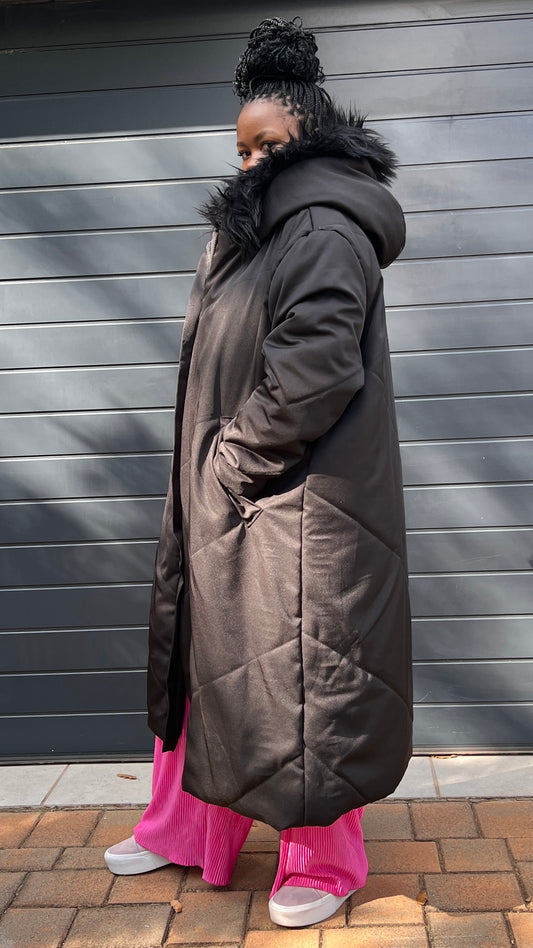Long hooded Warm winter puffer jacket