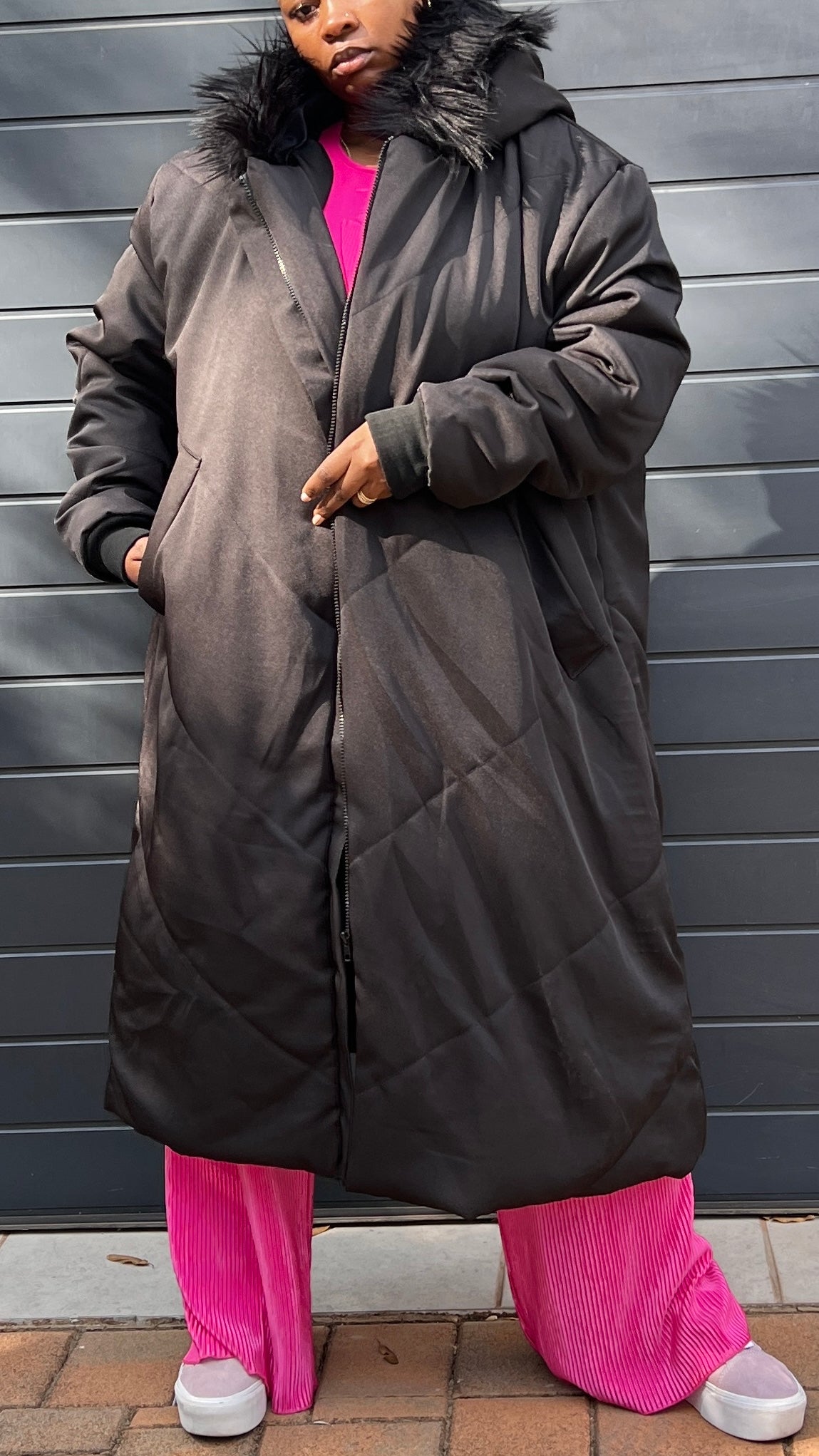 Long hooded Warm winter puffer jacket