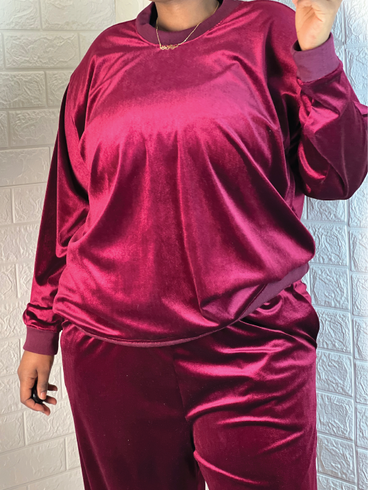 Winter lux velour pull over lounge wear top
