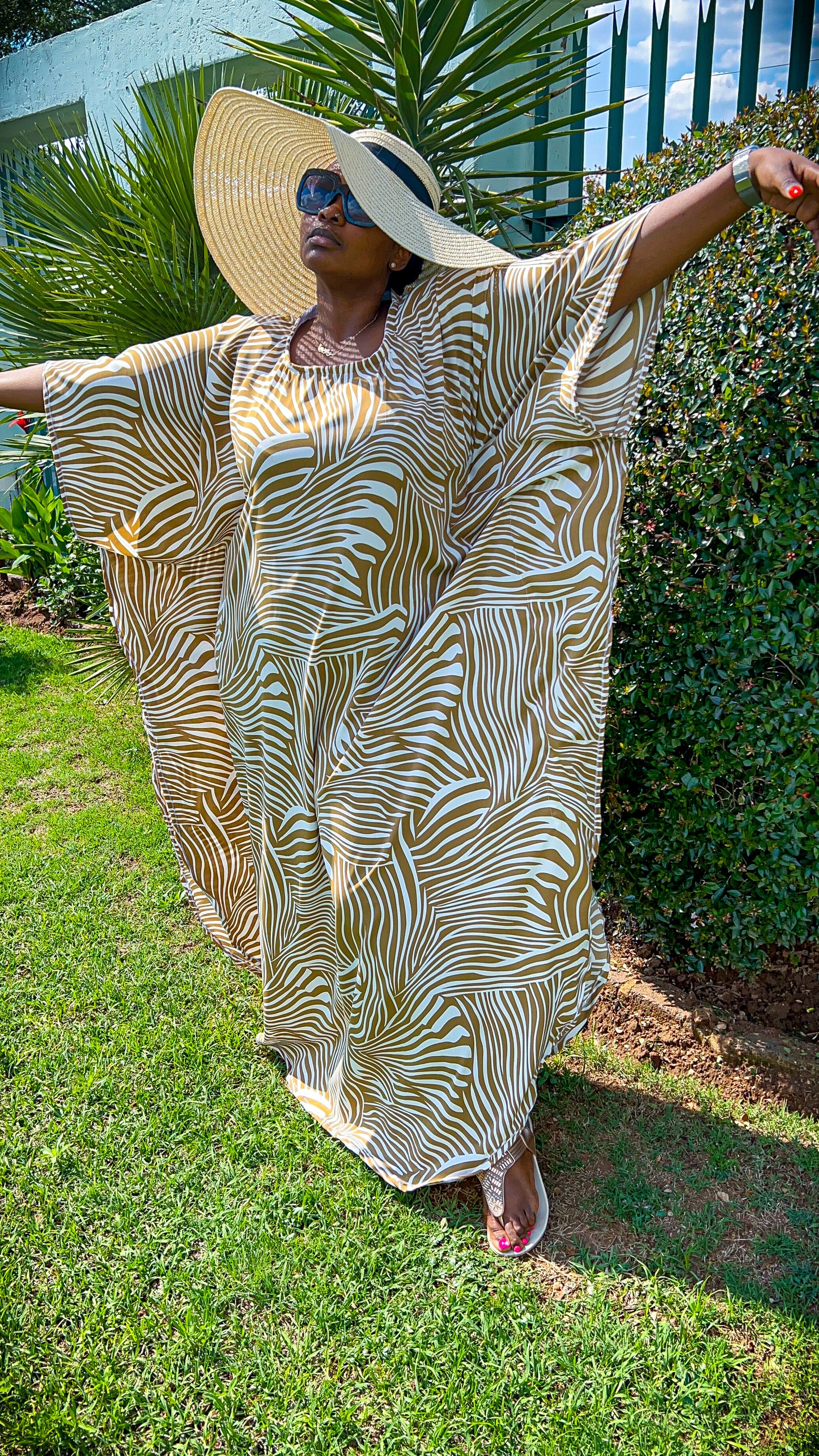 Striped caftan summer maxi dress